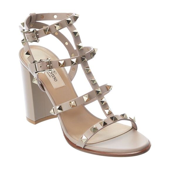 Valentino Rockstud Caged 90 Leather Ankle Strap Sandal